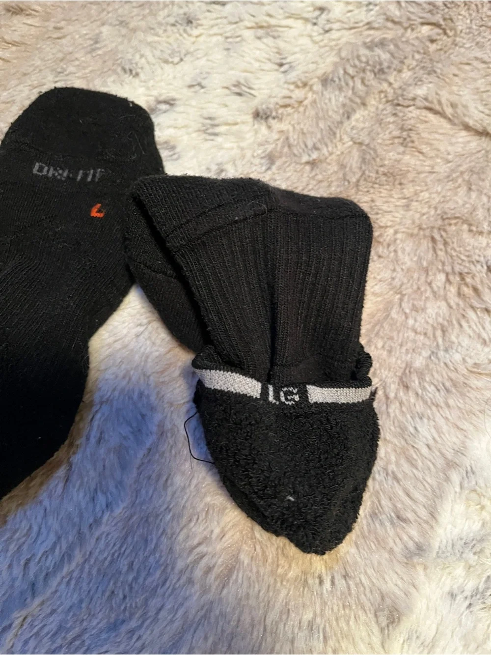 Nike Black Low-Cut Dri-FIT Left/Right Athletic Socks with Orange L/R Mark